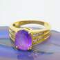 14K Yellow Gold Oval Amethyst 0.16 CTTW Diamond Ring 4.7g image number 2
