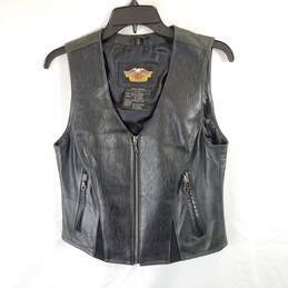 rley Davidson Men Black Leather Vest S