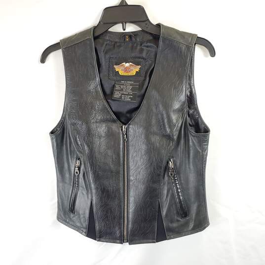 rley Davidson Men Black Leather Vest S image number 1