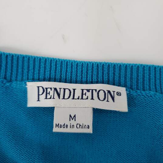 Pendleton WM's V-Neck Long Sleeve Turquoise Sweater Size M image number 3