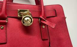 Michael Kors Hamilton Padlock Red Leather Shoulder Tote Bag alternative image