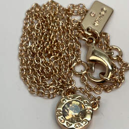 Designer Coach Gold-Tone Link Chain Crystal Round Pendant Necklace alternative image