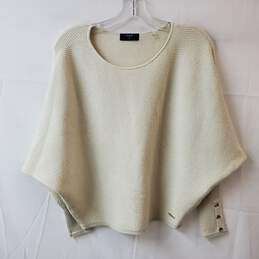 Tahari White Glitter Batwing Sweater Size S