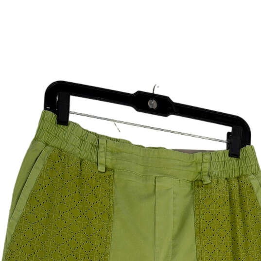 Womens Green Elastic Waist Pockets Straight Leg Cargo Pants Size Medium image number 3