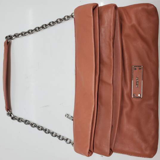 DKNY Peach Leather Clutch Purse image number 1