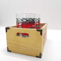 Coca Cola  Crate with 2 Beverage Glasses Vintage Motif alternative image
