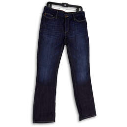 Womens Blue Denim Medium Wash Stretch Pockets Straight Leg Jeans Size 8