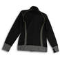 Womens Black Gray Mock Neck Pockets Long Sleeve Full-Zip Jacket Size Medium image number 2