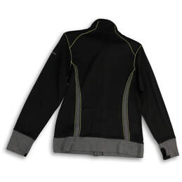 Womens Black Gray Mock Neck Pockets Long Sleeve Full-Zip Jacket Size Medium alternative image
