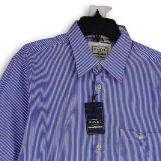 NWT Mens Blue Striped Spread Collar Long Sleeve Button-Up Shirt Size 39/40 image number 3