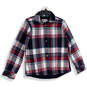 Womens Blue Red Plaid Flannel Collared Long Sleeve Snap Front Jacket Size S image number 4