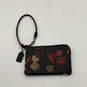 Womens Black Red Floral Leather Zipper Detachable Strap Wristlet Wallet image number 4