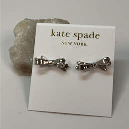 NWT Designer Kate Spade Silver-Tone Love Notes Bow Classic Stud Earrings