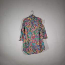 Womens Paisley Collared 3/4 Sleeve Chest Pocket Button-Up Shirt Size Medium alternative image