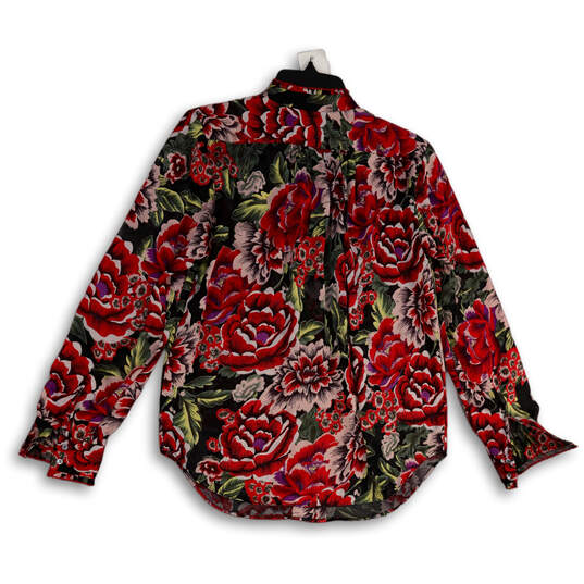 Womens Multicolor Floral Long Sleeve Stand Collar Button-Up Shirt Size 6 image number 2
