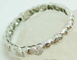 18K White Gold 1.55 CTTW Diamond Heart Hinged Bangle Bracelet 31.4g