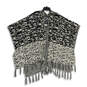 NWT Womens Black Gray Printed Open Front Wrap Sweater Size OS image number 1