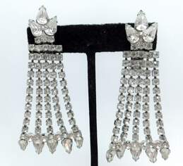 Vintage Icy Rhinestone Silvertone Chandelier Earrings