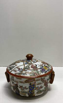 Oriental Lidded Tureen Hand Painted Porcelain Decorative Table Top Tureen