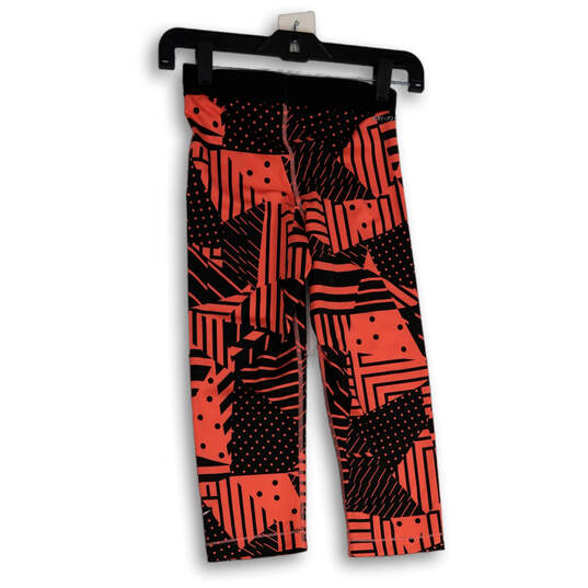 Womens Orange Black Flat Front Elastic Waist Pull-On Capri Leggings Size XS image number 2