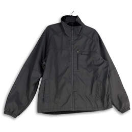 Mens Gray Mock Neck Welt Pocket Long Sleeve Full-Zip Jacket Size XL
