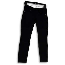 Womens Black Denim Dark Wash Pockets Stretch Skinny Leg Jeans Size SP
