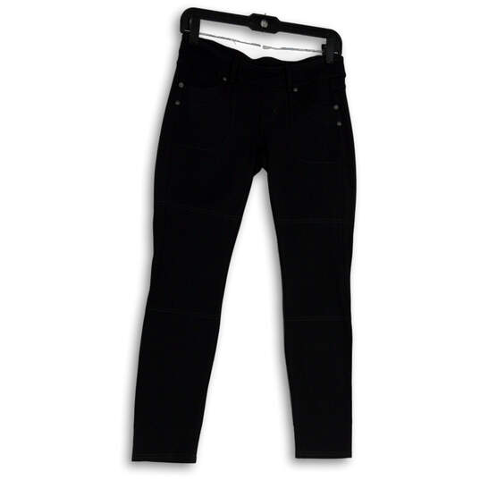 Womens Black Denim Dark Wash Pockets Stretch Skinny Leg Jeans Size SP image number 1