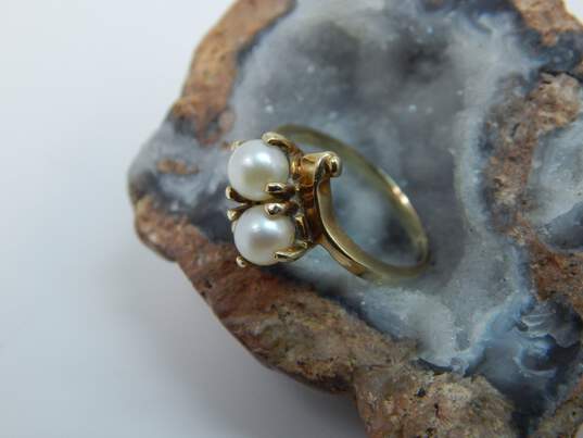 Vintage 10K Yellow Gold Pearl Ring 2.5g image number 3