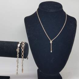 Sterling Silver Heart Filigree & link Chain Bracelet 16" Necklace 17.0g