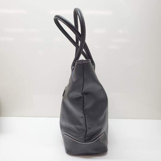 Victoria’s Secret Black Leather Lock Front Large Tote Bag 12"x11.5"x5"+9" Drop image number 2