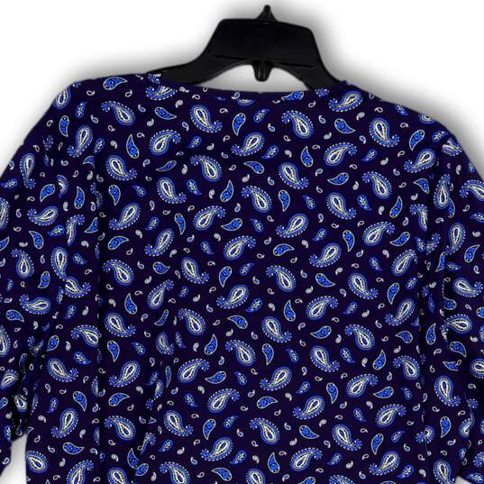 NWT Womens Blue Paisley Round Neck Long Sleeve Pullover T-Shirt Size 2X image number 4