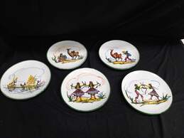 Peruvian Hand Painted Plates Collection of 5