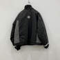 Mens Black Gray Long Sleeve Mock Neck Full Zip Motorcycle Jacket Size Large image number 2
