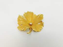 Ethereal 14K Yellow Gold Diamond Accent Leaf Brooch 7.8g
