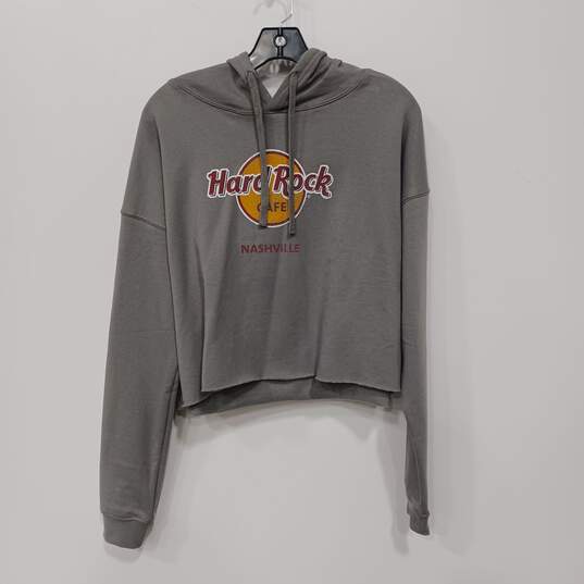 Hard Rock Cafe Grey Cropped Pullover Sweater Size Medium NWT image number 1