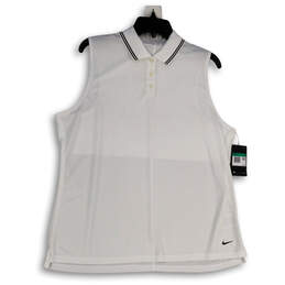 NWT Womens White Sleeveless Collared Side Slit Golf Polo Shirt Size X-Large
