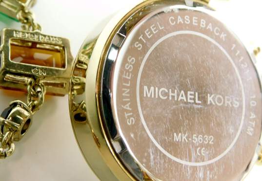 Michael Kors MK-5632 Icy Gold Tone Chronograph Watch & Heidi Daus Clip-On Earrings 113.0g image number 5
