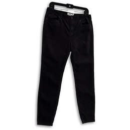 Womens Black Velvet Flat Front Pockets Skinny Leg Chino Pants Size 10