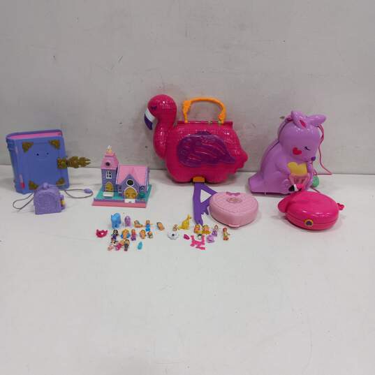 Lot of 7 Assorted Polly Pocket Playsets w/ Pieces image number 1