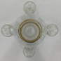 Vntg Small White Checkerd Gold Tone Trim Glass Decanter W/ 4 Shot Glasses image number 1