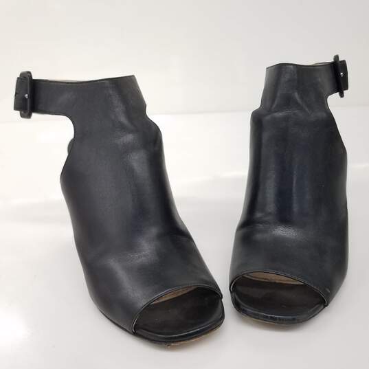 Prada Black Metallic Silver Leather Block Heels Women's Size 6.5 image number 3