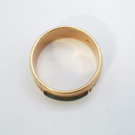 14K Gold Green Gemstone 9mm Band Sz 6 1/2 Ring Damage 7.6g image number 4