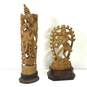Sandal Wood Hand Crafted Deities Vintage Hindu Statues Lot of 2 Wood carvings image number 1