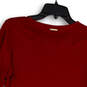 Womens Red Split Neck Long Sleeve Stretch Pullover Blouse Top Size S image number 4