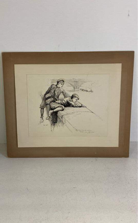 Lot of 4 Original Drawings Early 20th Century Drawing by Enoch Ward Signed. image number 9