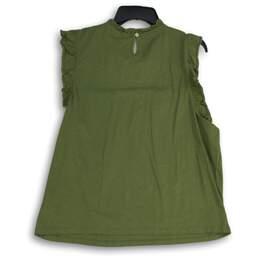 NWT J. Crew Womens Green Ruffle Sleeve Round Neck Smocked Blouse Top Size XL alternative image