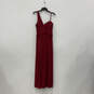 Womens Red Pleated One Shoulder Sweetheart Neck Back Zip Maxi Dress Size M image number 1