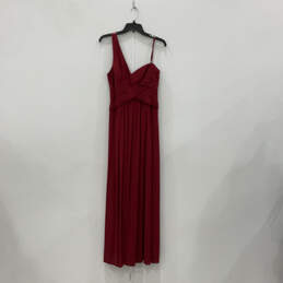 Womens Red Pleated One Shoulder Sweetheart Neck Back Zip Maxi Dress Size M