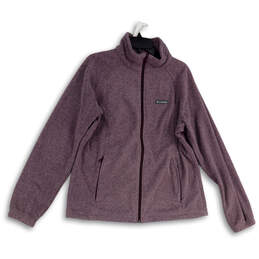 Womens Purple Fleece Mock Neck Long Sleeve Full-Zip Jacket Size XL