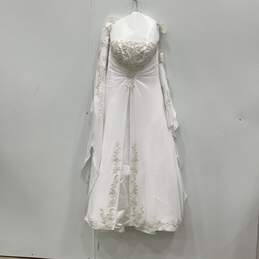 NWT David's Bridal Womens White Beaded Strapless Wedding Maxi Dress Size 10